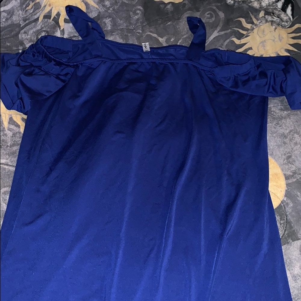 Blue dress.